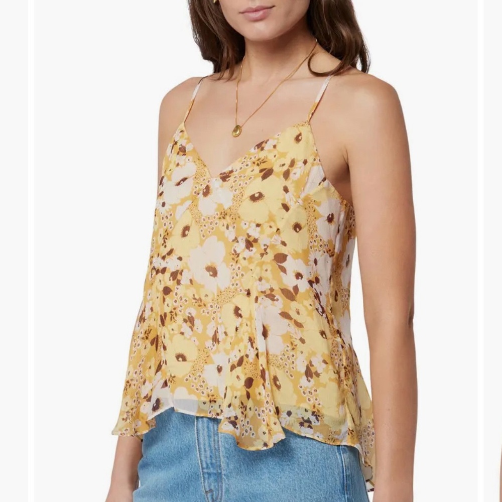 Joie Floral Yellow Amelia Silk Sleeveless Top
